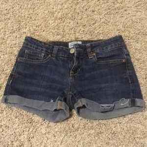 slightly distressed jean shorts